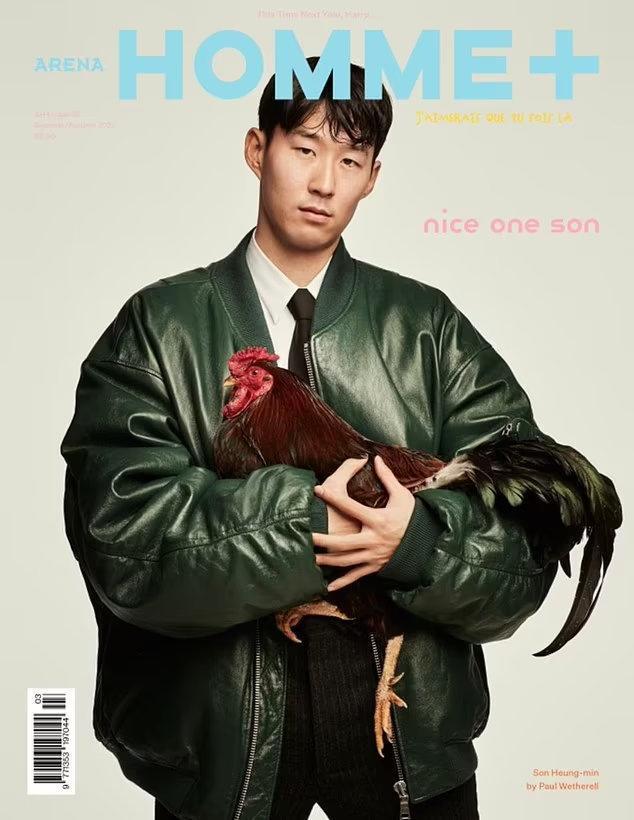 手抱公鸡！孙兴慜登时尚杂志封面
