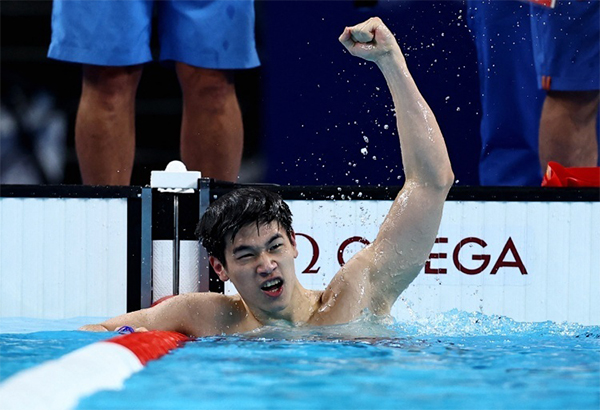 巴黎奥运会男子 4x100 米混合泳接力预赛：中国队晋级决赛